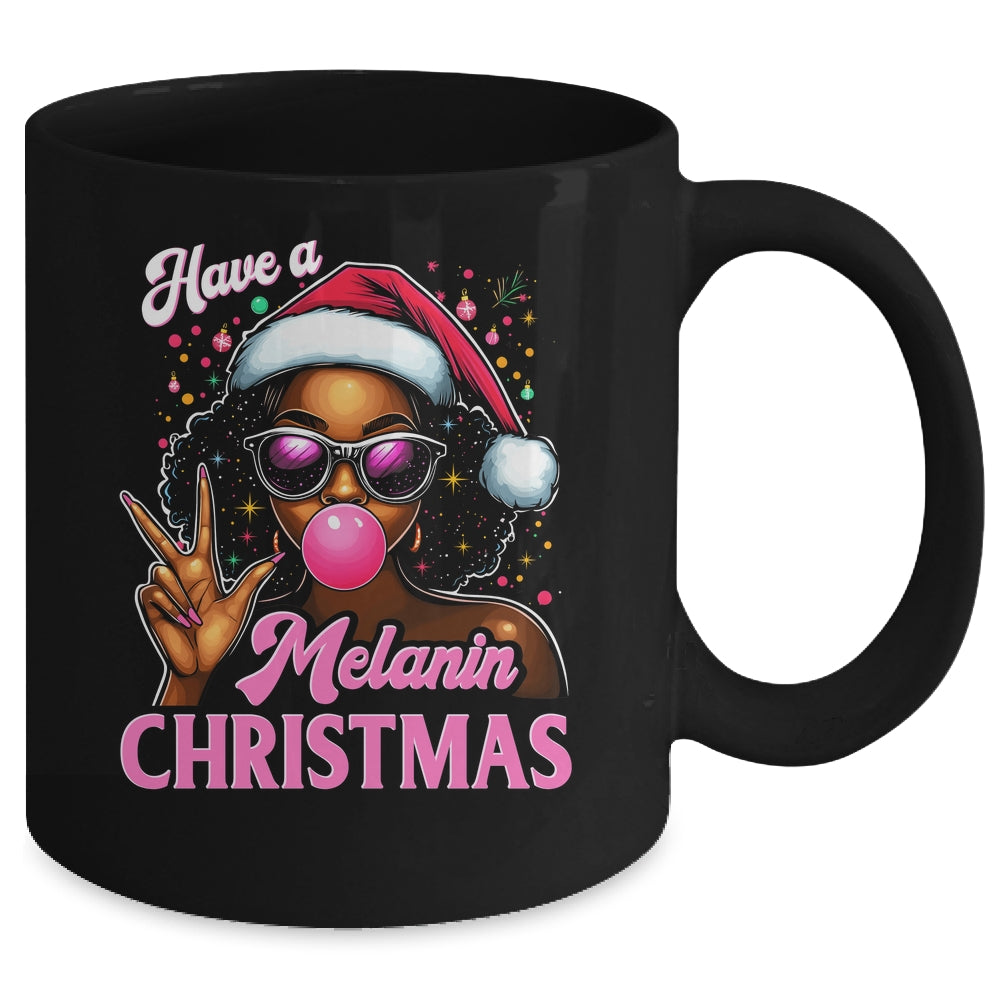 Have A Melanin Christmas Black African American Afro Santa Mug | teecentury