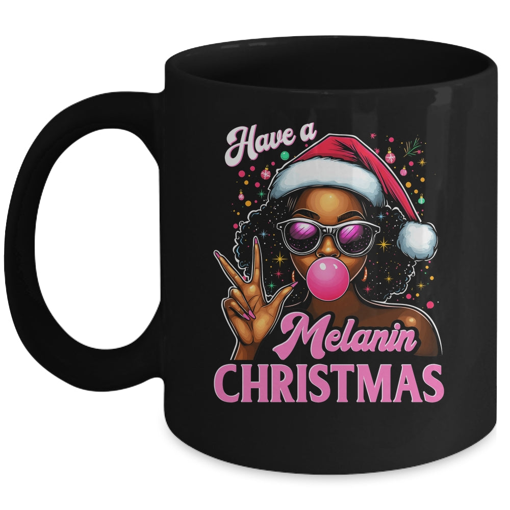 Have A Melanin Christmas Black African American Afro Santa Mug | teecentury