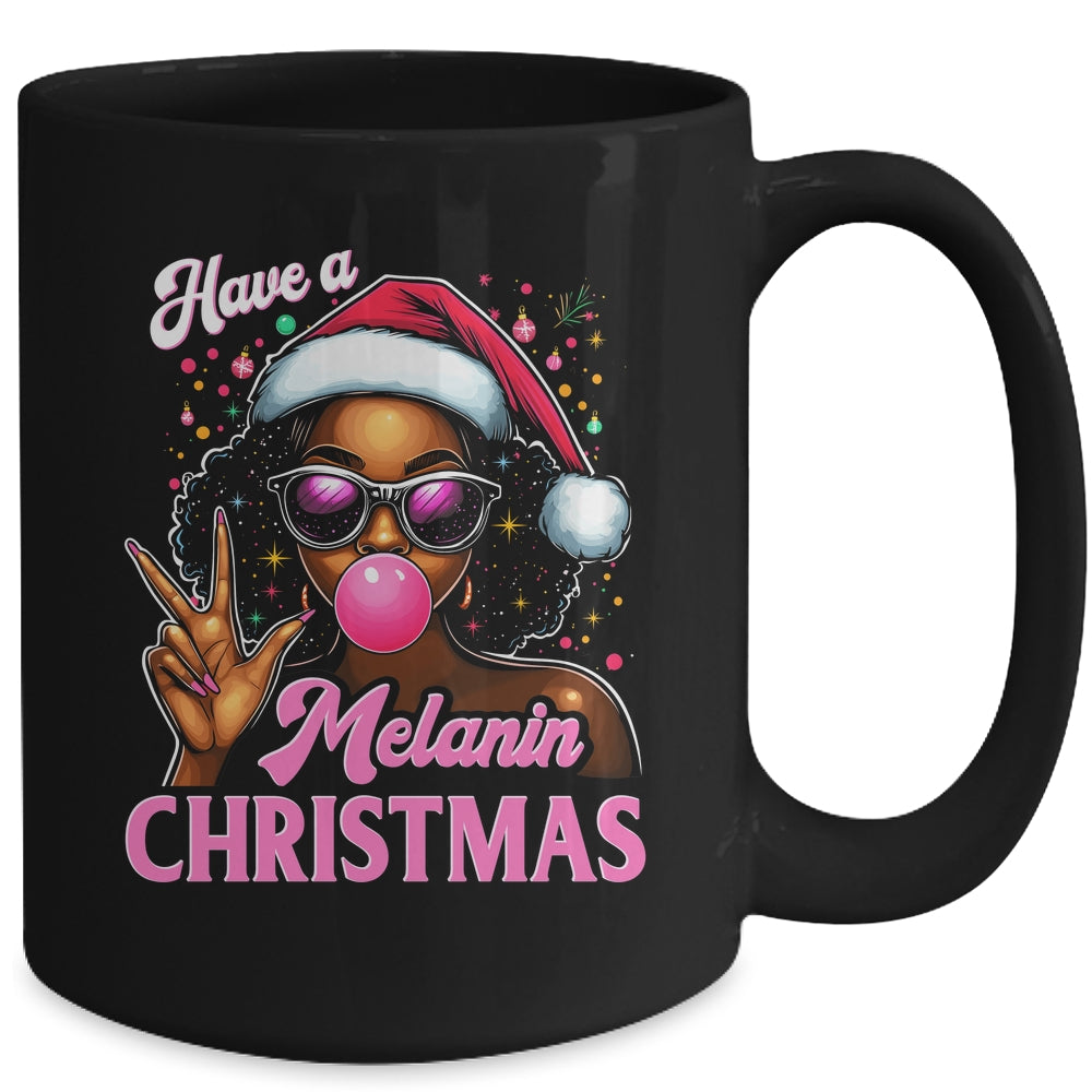 Have A Melanin Christmas Black African American Afro Santa Mug | teecentury