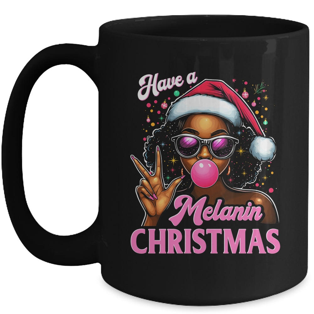 Have A Melanin Christmas Black African American Afro Santa Mug | teecentury