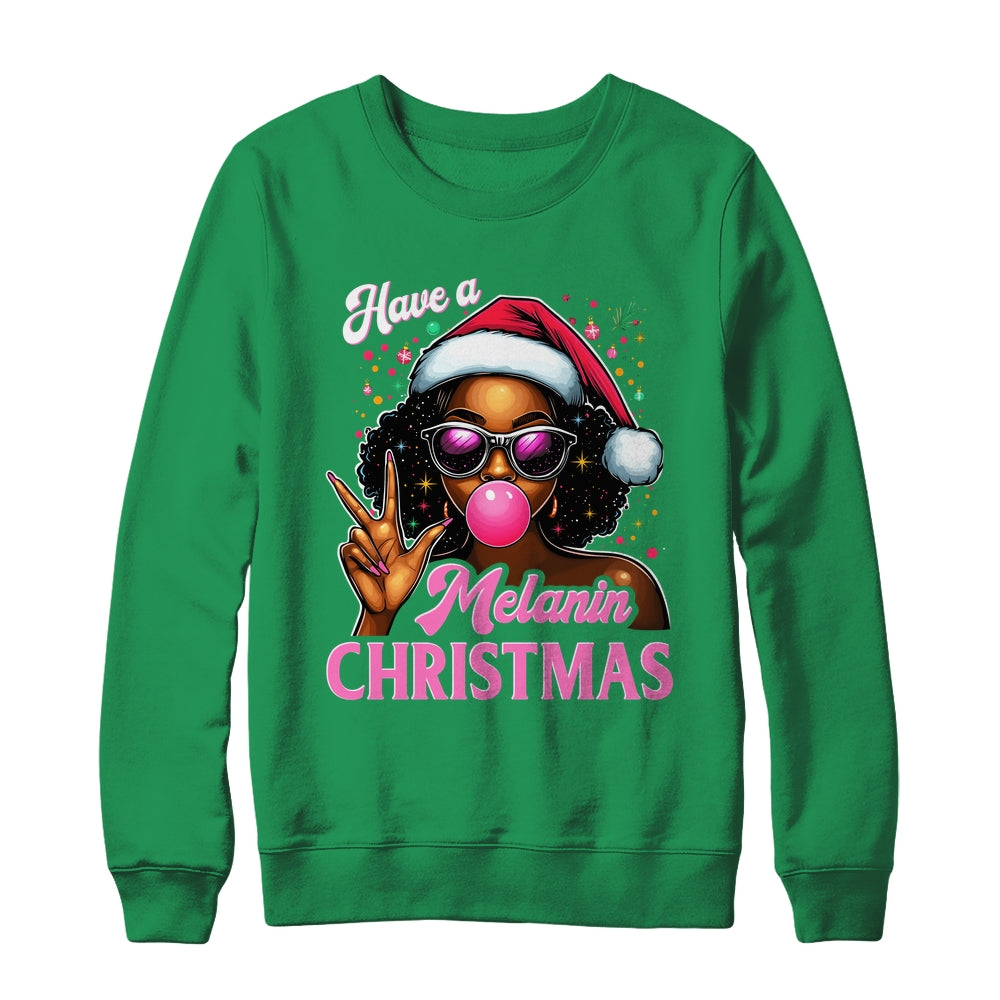Have A Melanin Christmas Black African American Afro Santa Shirt & Sweatshirt | teecentury