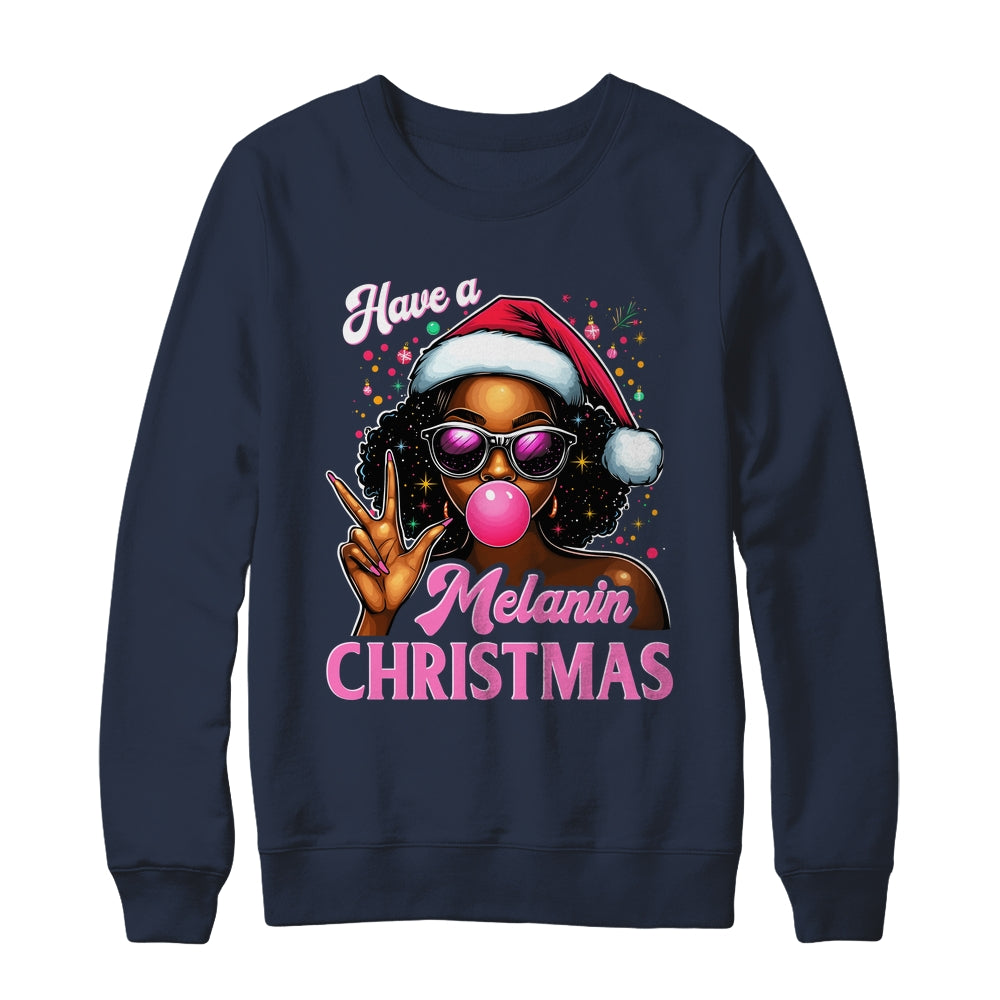 Have A Melanin Christmas Black African American Afro Santa Shirt & Sweatshirt | teecentury