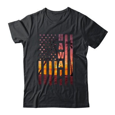 Hawaii Beach Sunset American Flag Hawaiian Island Travel Shirt & Tank Top | teecentury