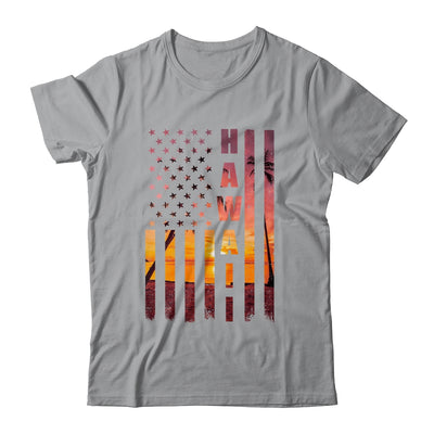 Hawaii Beach Sunset American Flag Hawaiian Island Travel Shirt & Tank Top | teecentury