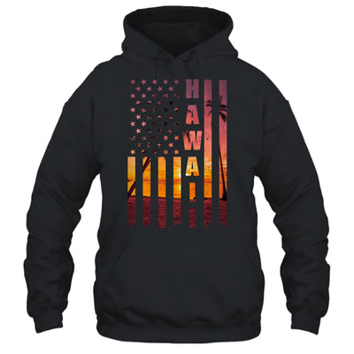 Hawaii Beach Sunset American Flag Hawaiian Island Travel Shirt & Tank Top | teecentury