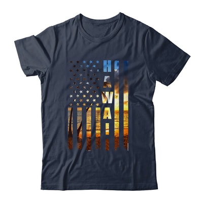 Hawaii Beach Sunset American Flag Hawaiian Island Trip Shirt & Tank Top | teecentury