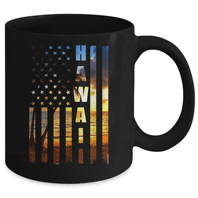 Hawaii Beach Sunset American Flag Hawaiian Island Trip Mug | teecentury