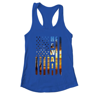 Hawaii Beach Sunset American Flag Hawaiian Island Trip Shirt & Tank Top | teecentury