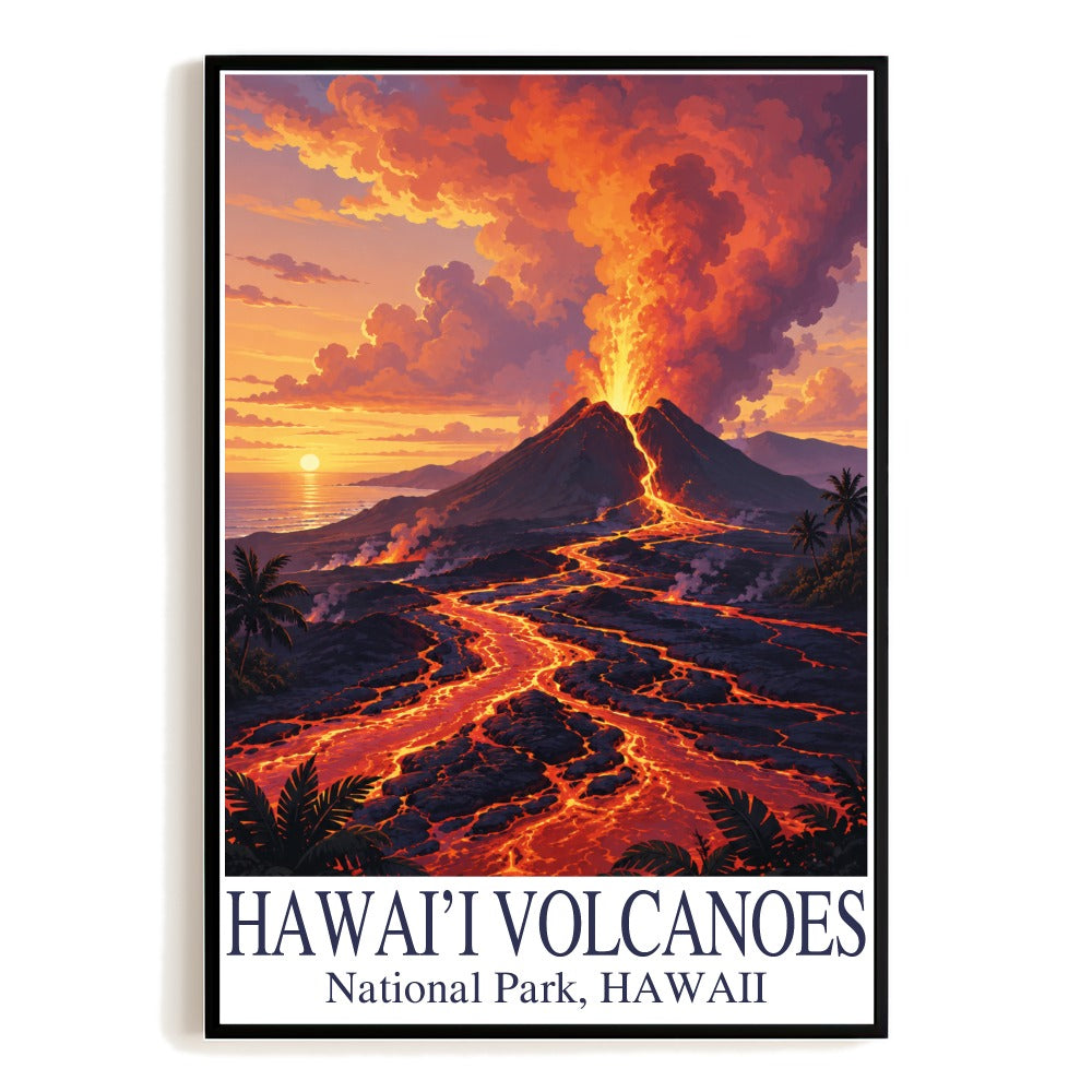 Hawaii Volcanoes National Park Souvenir Vintage Travel Gifts Poster Wall Art Decor Landscape Print Painting Picture For Home Living Room Office Bedroom Unframed | teecentury
