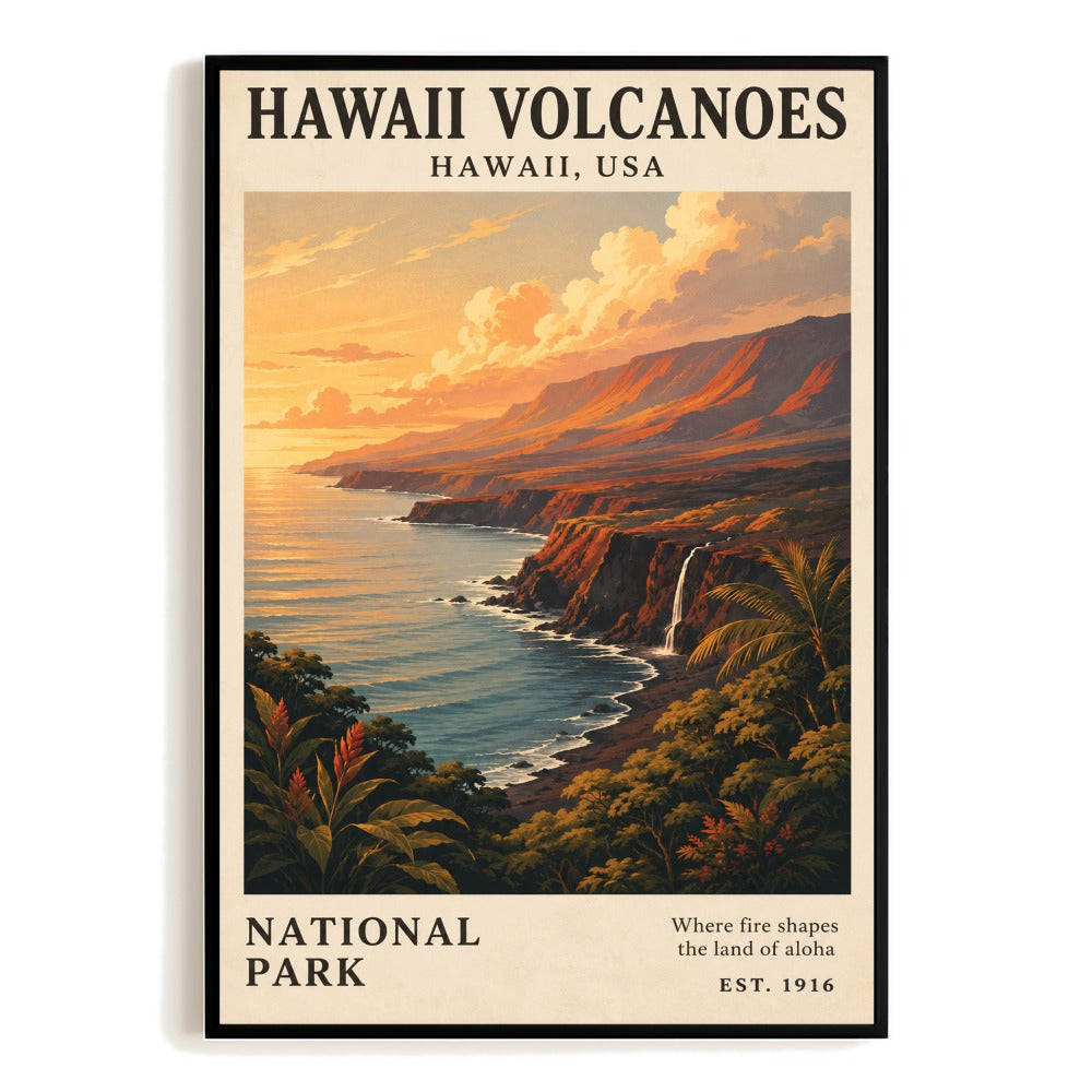 Hawaii Volcanoes National Park Travel Gifts Poster Vintage Landscape Wall Art Decor Souvenir Print Painting Picture For Home Living Room Office Bedroom Kitchen Unframed | teecentury