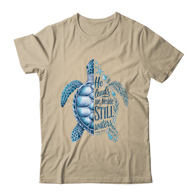He Leads Me Beside Still Waters Sea Turtle Psalm Christian Shirt & Hoodie | teecentury
