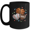 Heart Football Basketball Baseball Valentines Day Boys Mens Mug | teecentury
