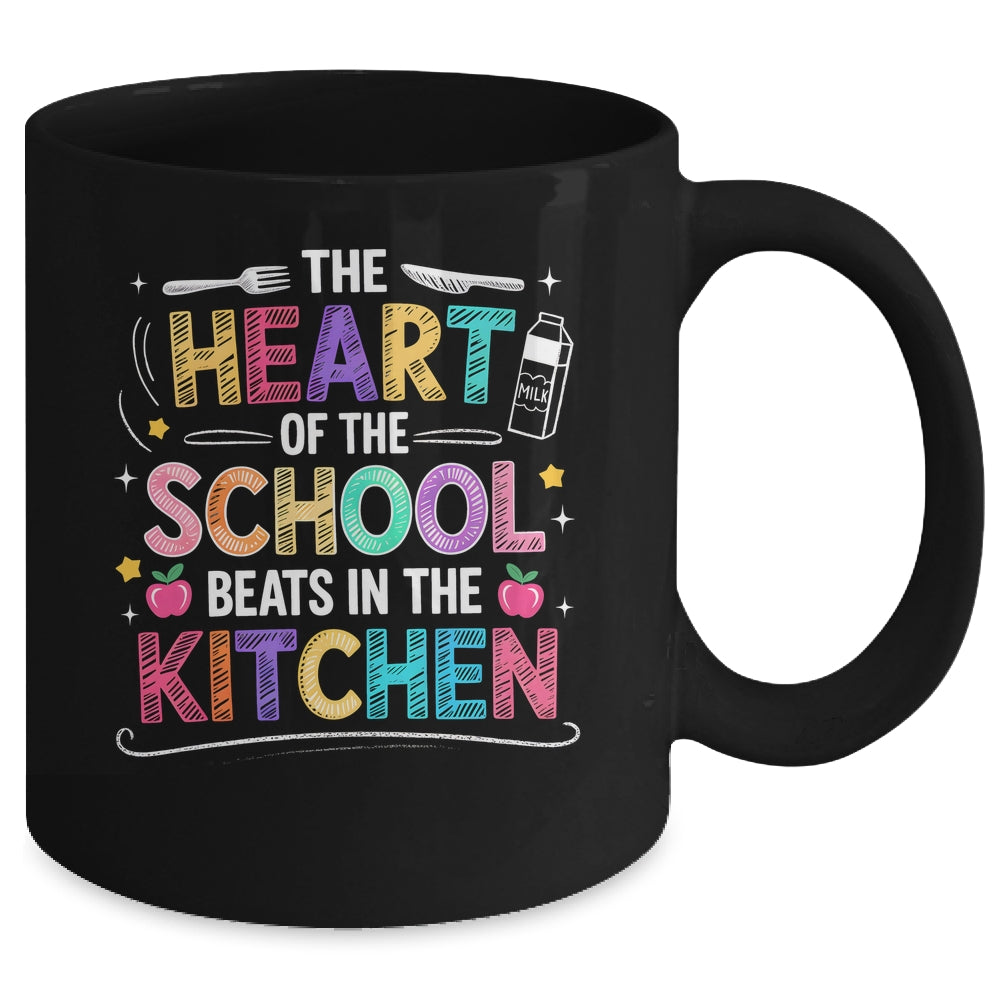 Heart Of The School Beats In The Kitchen Lunch Lady Funny Mug | teecentury