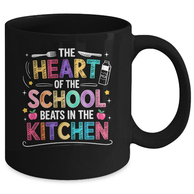 Heart Of The School Beats In The Kitchen Lunch Lady Funny Mug | teecentury