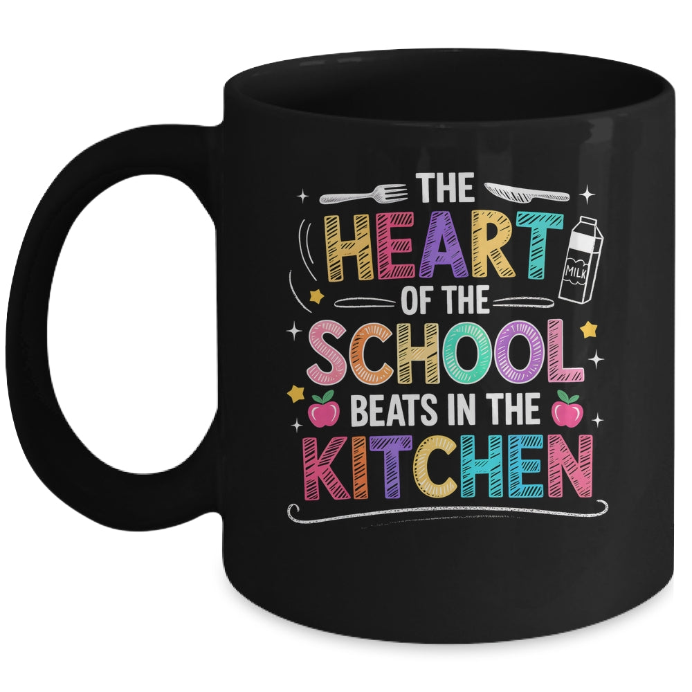 Heart Of The School Beats In The Kitchen Lunch Lady Funny Mug | teecentury