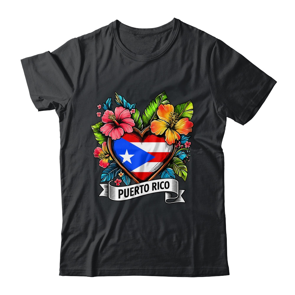 Heart Puerto Rico Flag Hispanic Heritage Boricua Rican Shirt & Tank Top | teecentury