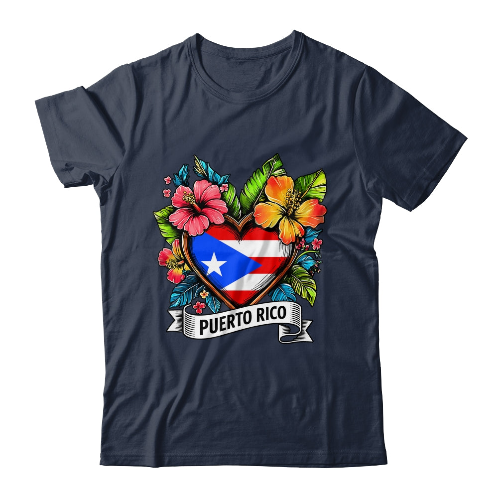 Heart Puerto Rico Flag Hispanic Heritage Boricua Rican Shirt & Tank Top | teecentury