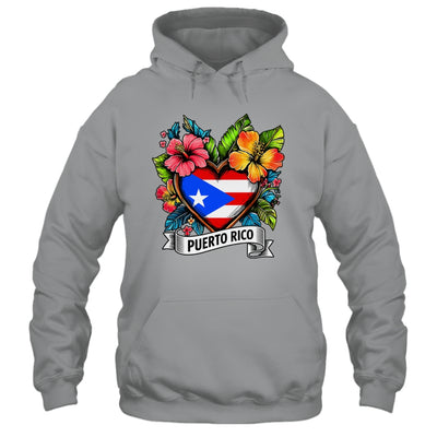 Heart Puerto Rico Flag Hispanic Heritage Boricua Rican Shirt & Tank Top | teecentury