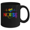Heartbeat Rainbow Heart Gay Pride LGBT Medical Nurse LGBTQ Mug | teecentury