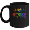 Heartbeat Rainbow Heart Gay Pride LGBT Medical Nurse LGBTQ Mug | teecentury