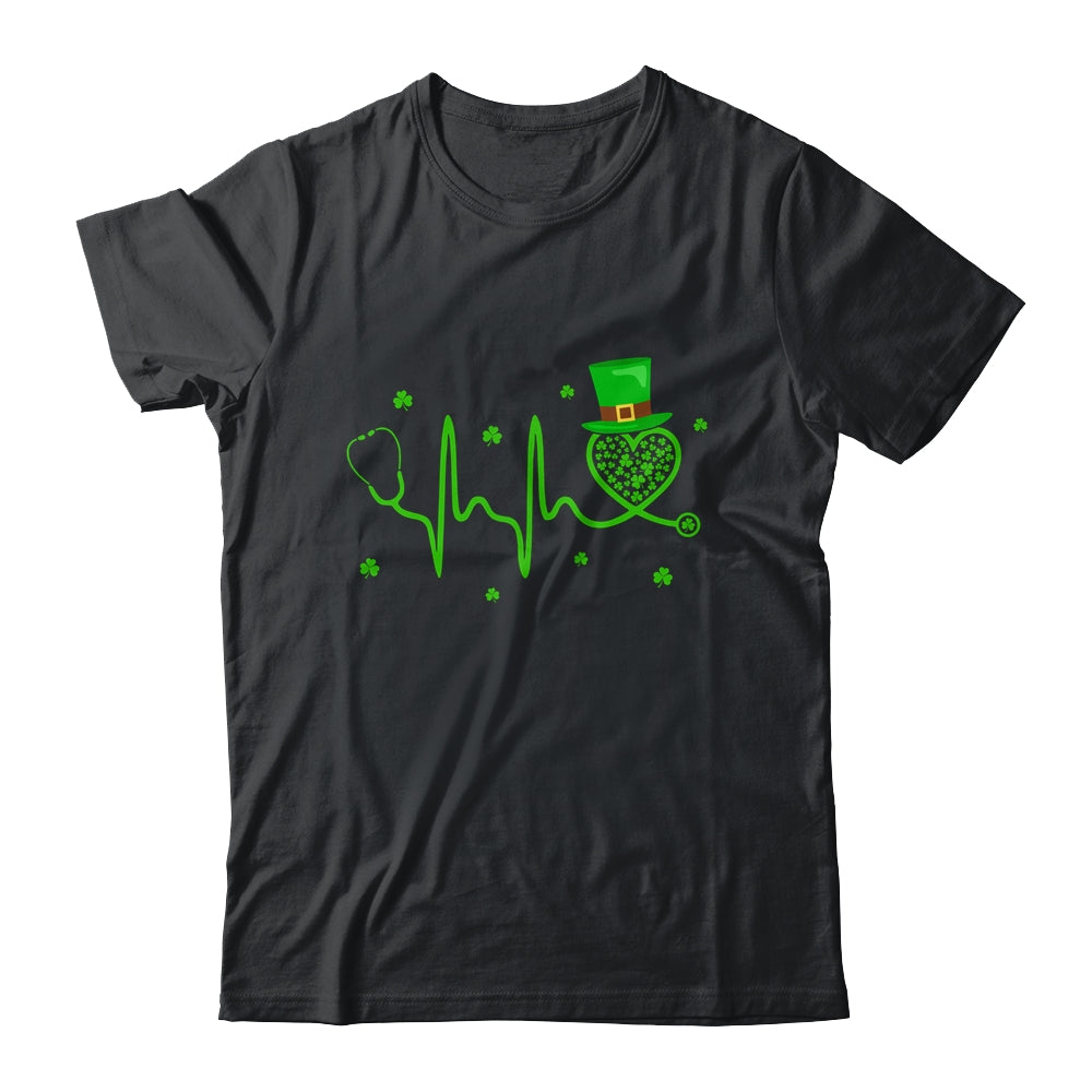 Heartbeat Stethoscope Shamrock Irish Nurse St Patricks Day Shirt & Tank Top | teecentury