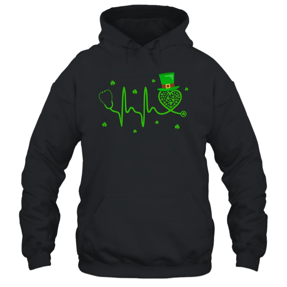 Heartbeat Stethoscope Shamrock Irish Nurse St Patricks Day Shirt & Tank Top | teecentury