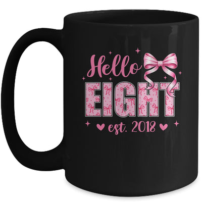 Hello Eight Est 2018 Coquette Bow 8th Birthday Girl 8 Years Mug | teecentury