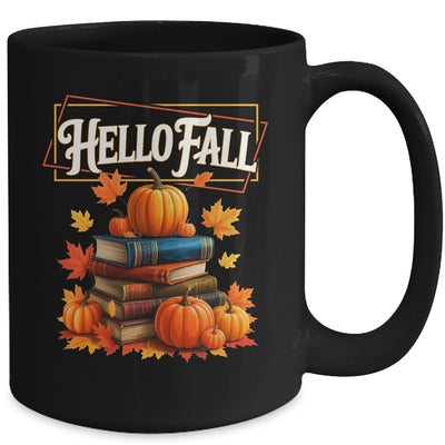 Hello Fall Pumpkin And Books Reading Lovers In Autumn Fall Mug | teecentury