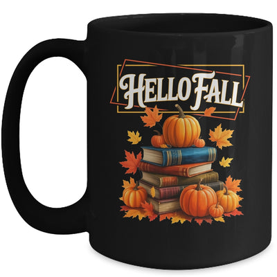 Hello Fall Pumpkin And Books Reading Lovers In Autumn Fall Mug | teecentury