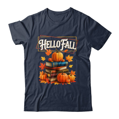 Hello Fall Pumpkin And Books Reading Lovers In Autumn Fall Shirt & Sweatshirt | teecentury