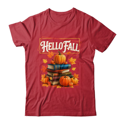Hello Fall Pumpkin And Books Reading Lovers In Autumn Fall Shirt & Sweatshirt | teecentury