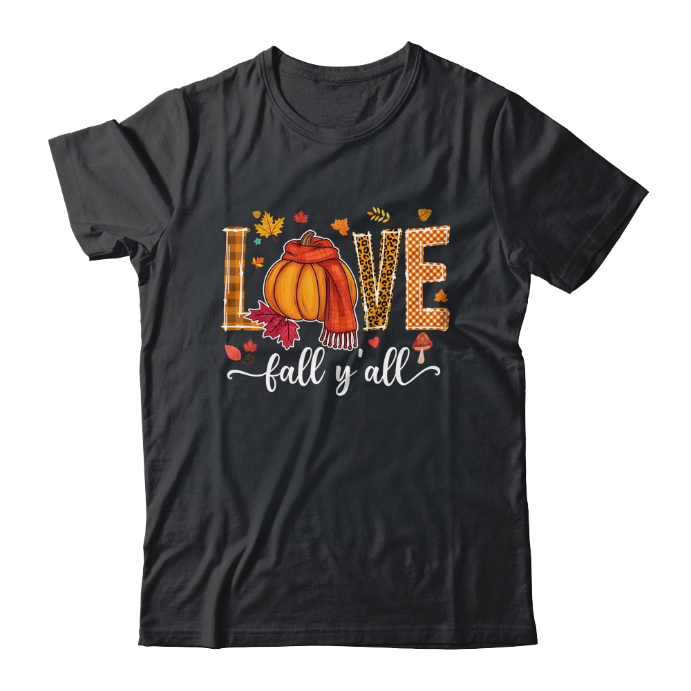 Hello Fall Pumpkin LOVE Fall Y'All Leopard Peace Love Fall Shirt & Sweatshirt | teecentury