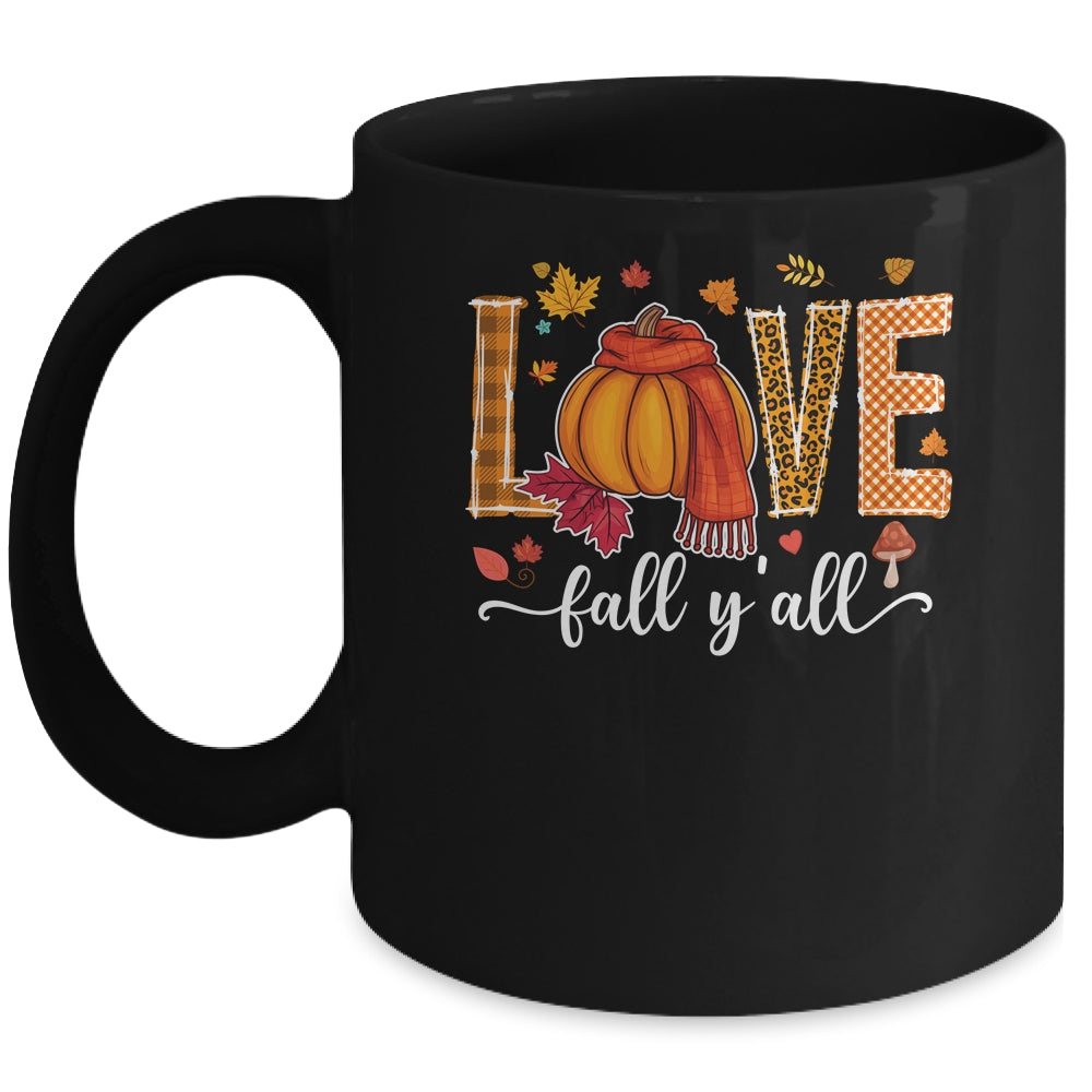 Hello Fall Pumpkin LOVE Fall Y'All Leopard Peace Love Fall Mug | teecentury