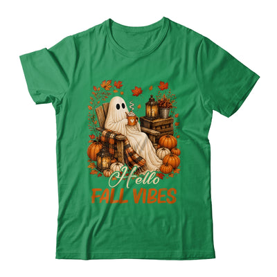 Hello Fall Vibes Ghost Cute Autumn Pumpkin Spooky Season Shirt & Sweatshirt | teecentury