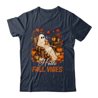 Hello Fall Vibes Ghost Cute Autumn Pumpkin Spooky Season Shirt & Sweatshirt | teecentury