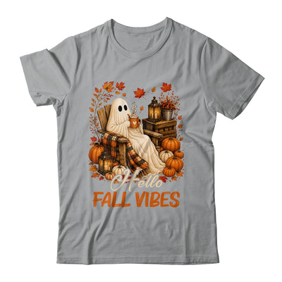 Hello Fall Vibes Ghost Cute Autumn Pumpkin Spooky Season Shirt & Sweatshirt | teecentury