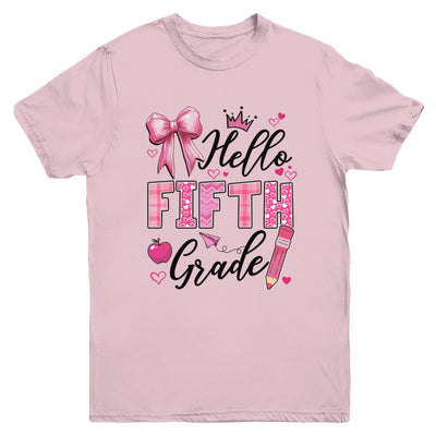 Hello Fifth Grade First Day Of School Coquette Teacher Girl Youth Shirt | teecentury