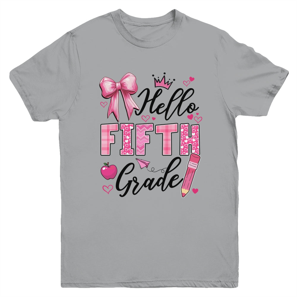 Hello Fifth Grade First Day Of School Coquette Teacher Girl Youth Shirt | teecentury