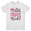Hello First Grade First Day Of School Coquette Teacher Girl Youth Shirt | teecentury