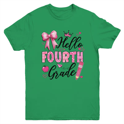 Hello Fourth Grade First Day Of School Coquette Teacher Girl Youth Shirt | teecentury