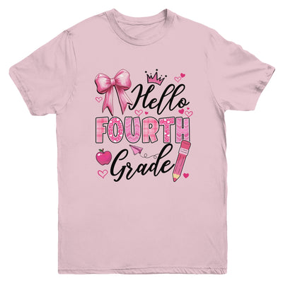 Hello Fourth Grade First Day Of School Coquette Teacher Girl Youth Shirt | teecentury