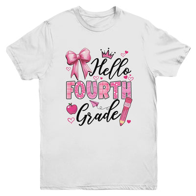 Hello Fourth Grade First Day Of School Coquette Teacher Girl Youth Shirt | teecentury