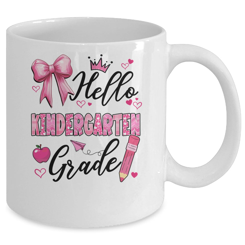 Hello Kindergarten First Day Of School Coquette Teacher Girl Mug | teecentury