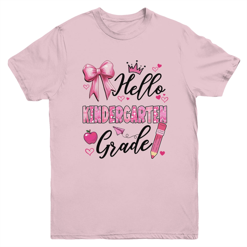 Hello Kindergarten First Day Of School Coquette Teacher Girl Youth Shirt | teecentury