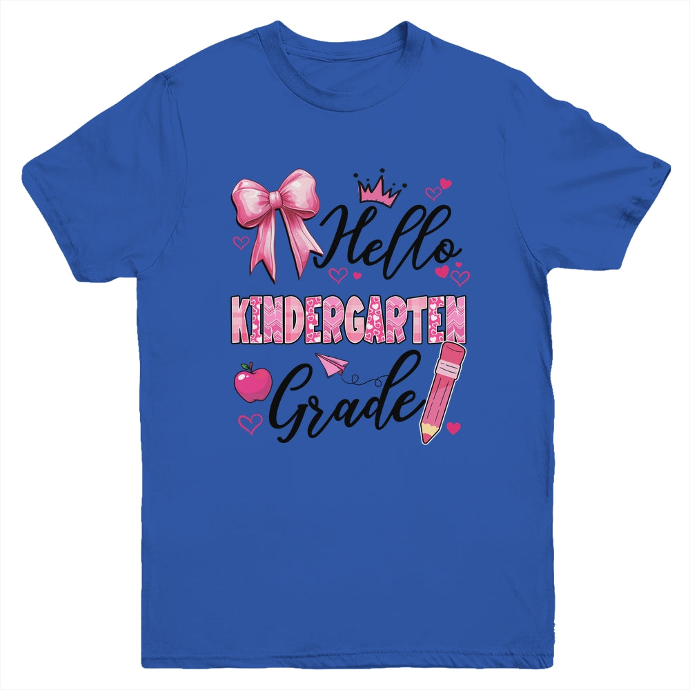 Hello Kindergarten First Day Of School Coquette Teacher Girl Youth Shirt | teecentury