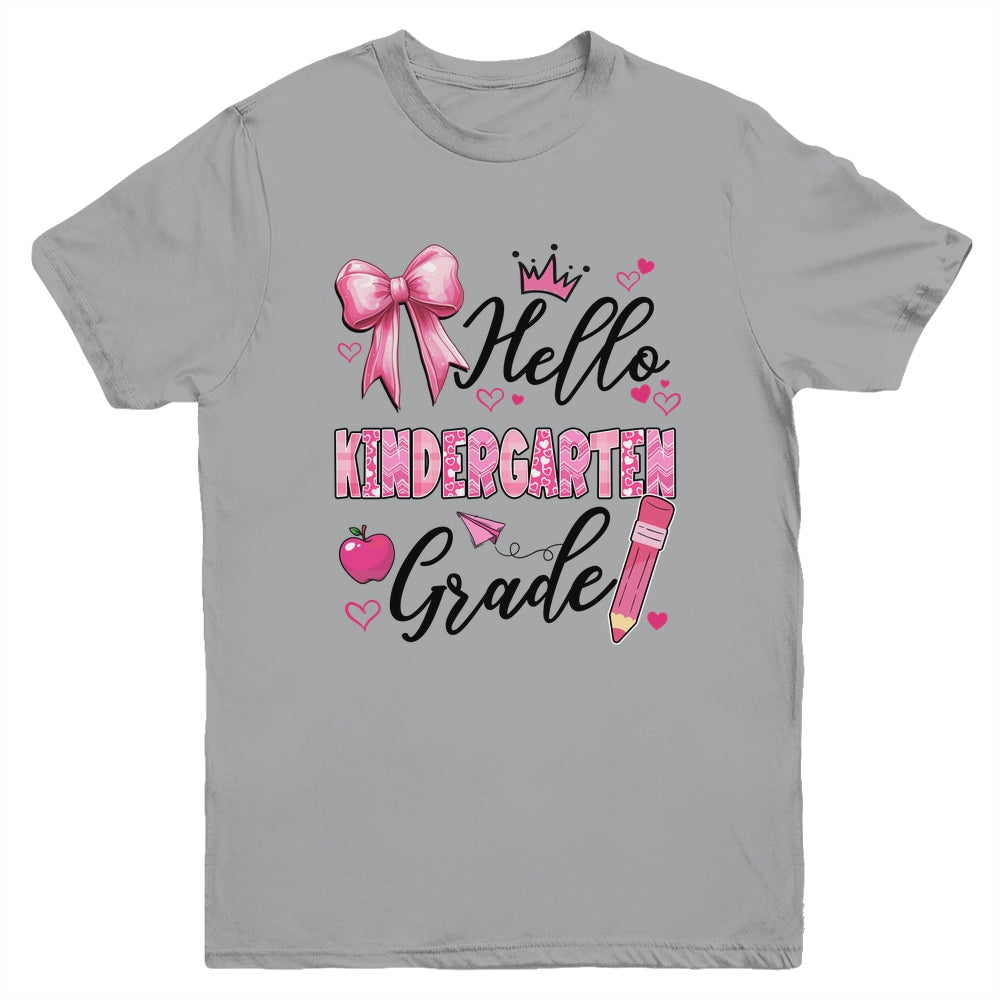 Hello Kindergarten First Day Of School Coquette Teacher Girl Youth Shirt | teecentury