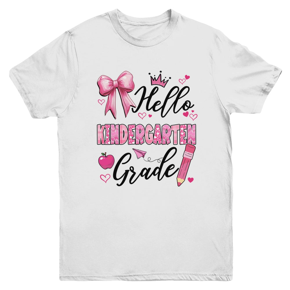 Hello Kindergarten First Day Of School Coquette Teacher Girl Youth Shirt | teecentury