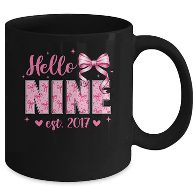 Hello Nine Est 2017 Coquette Bow 9th Birthday Girl 9 Years Mug | teecentury