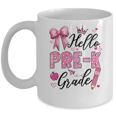 Hello Preschool First Day Of School Coquette Teacher Girl Mug | teecentury