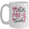Hello Preschool First Day Of School Coquette Teacher Girl Mug | teecentury